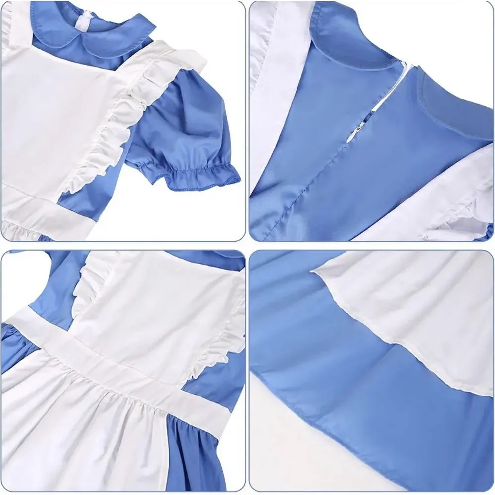 Alice in Wonderland Kids Costume Dress Apron Rabbit Headband Socks 7-9 Yrs